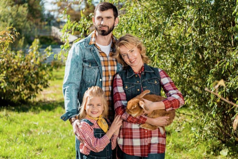 Tigru de companie și familie fericită în grădină primitoare.