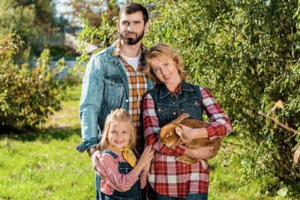 Tigru de companie și familie fericită în grădină primitoare.